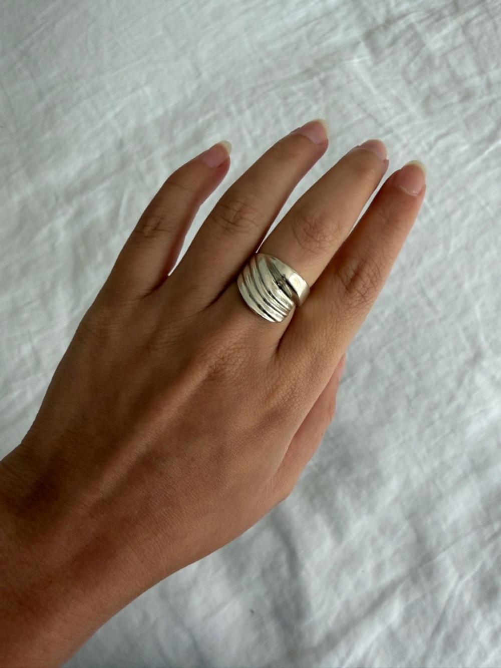 Vintage sterling silver edged cigar band ring - Size 6.5